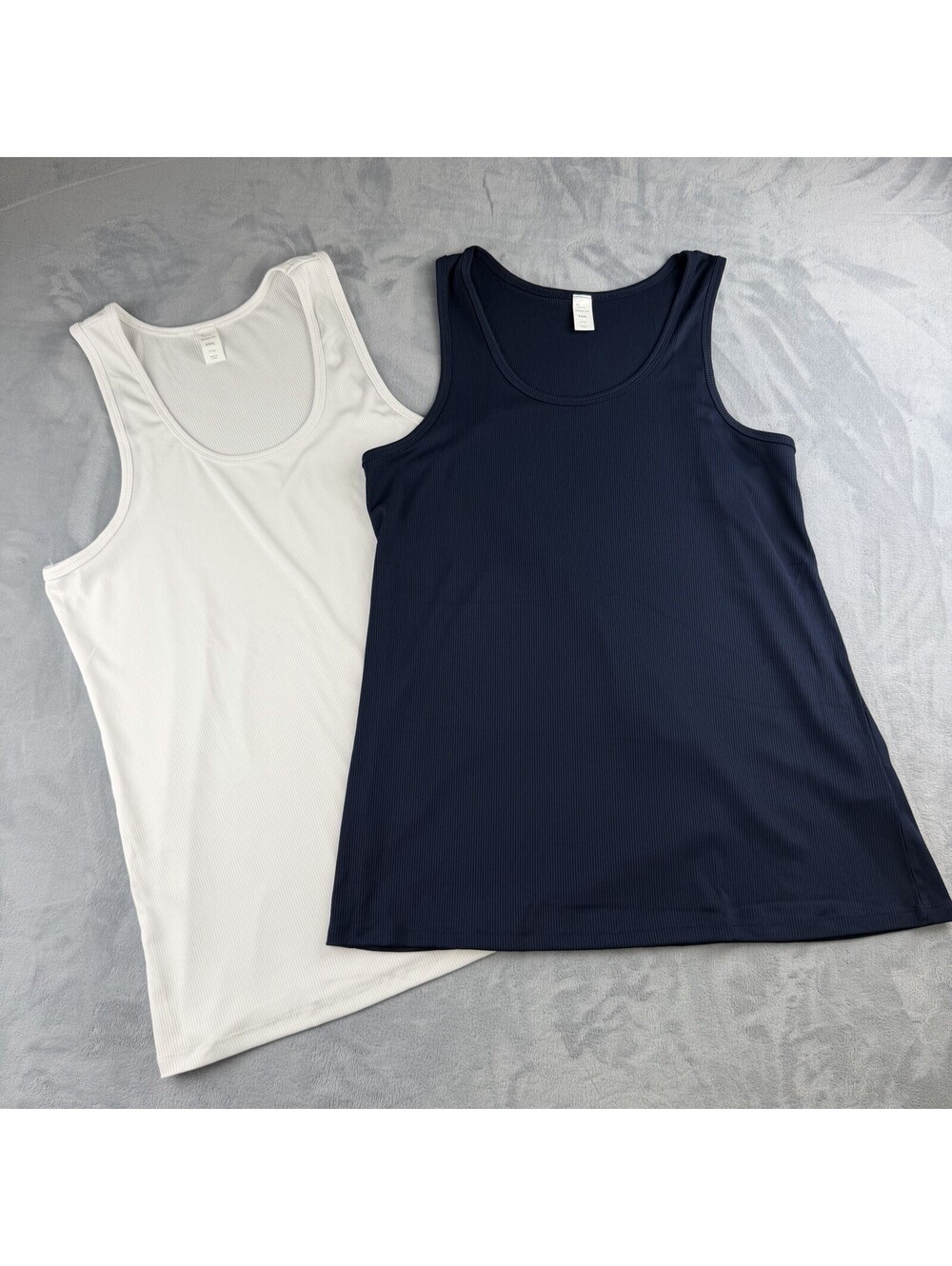 Speedy Cat Women’s XXXL 3X Ribbed Tank Top 2 Pack White Navy Sleeveless Lot Of 2